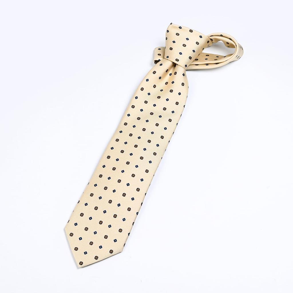 Dunhill Men's Necktie, 8cm Wide, 100% Silk, Neets Print, Cream, 24RPTP1HB271 [Parallel Import]