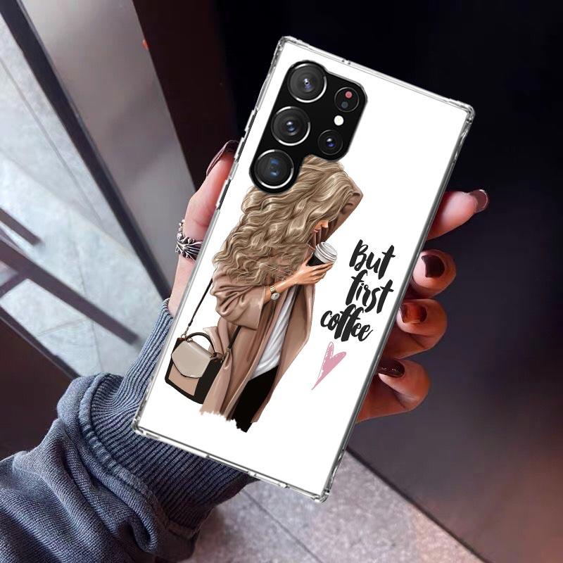 Girl Boss Weiblich Kaffee Handyhülle Für Samsung Galaxy S23 S24 S25 Edge S26 Ultra S22 + S21 Plus S20 FE Hülle Silikon Druck Shel