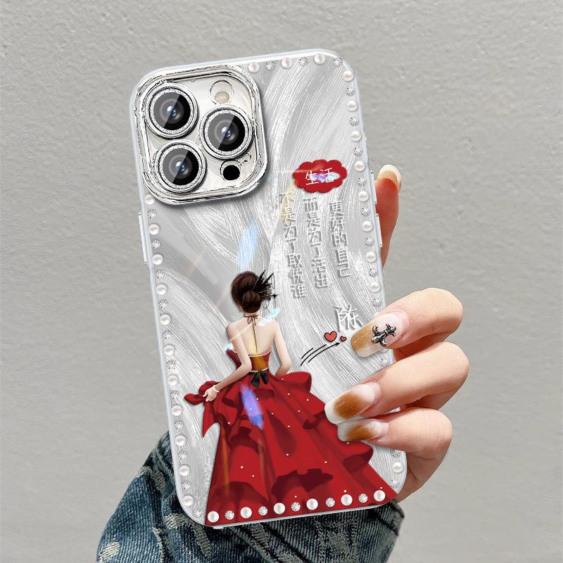 Suitable for Apple 15promax shell Apple 15 protective case 15pro personalized creative fashion glitter lens women