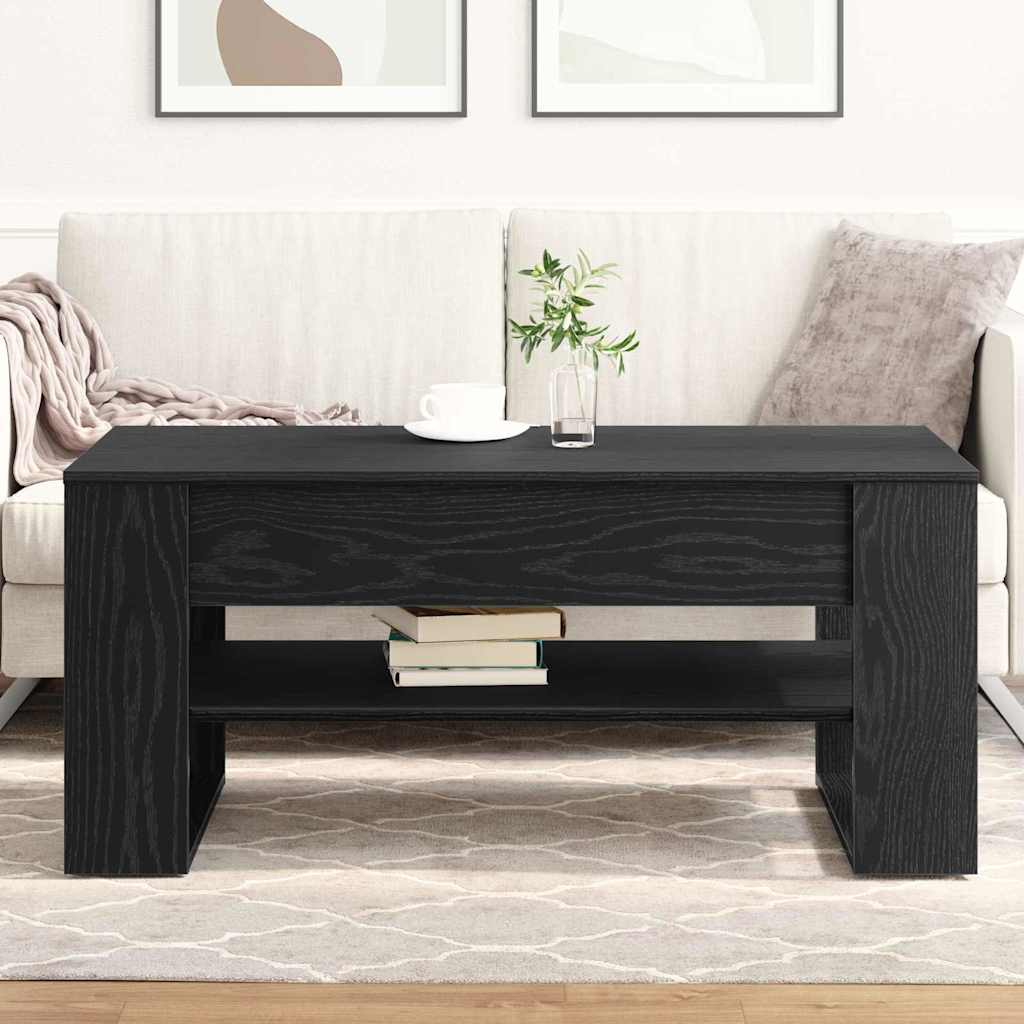 Coffee Table Black Oak Look 102 X 55 X 45 Cm Engineered Wood