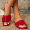 Cross-border Foreign Trade Wish Women's Summer Slippers Women's New European and American Woven One-word Flat-bottomed Large-size Cool Slippers