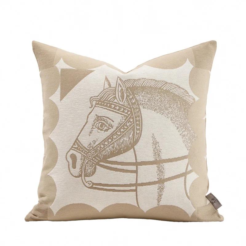 New Oat Color High End Geometric Jacquard Cushion Cover Double-Sided Modern Light Luxury Pillow Covers Decorative Decor Home