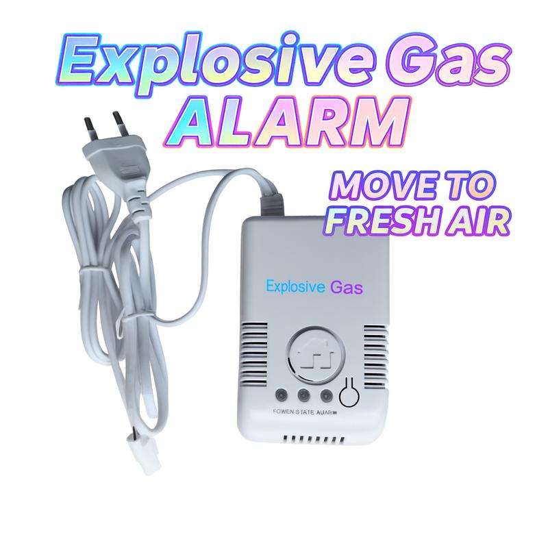 EU/US Plug Gas Leak Alarm Detector with DN15 Copper Valve | Natural Gas LPG Methane Sensor with Auto Shut Off