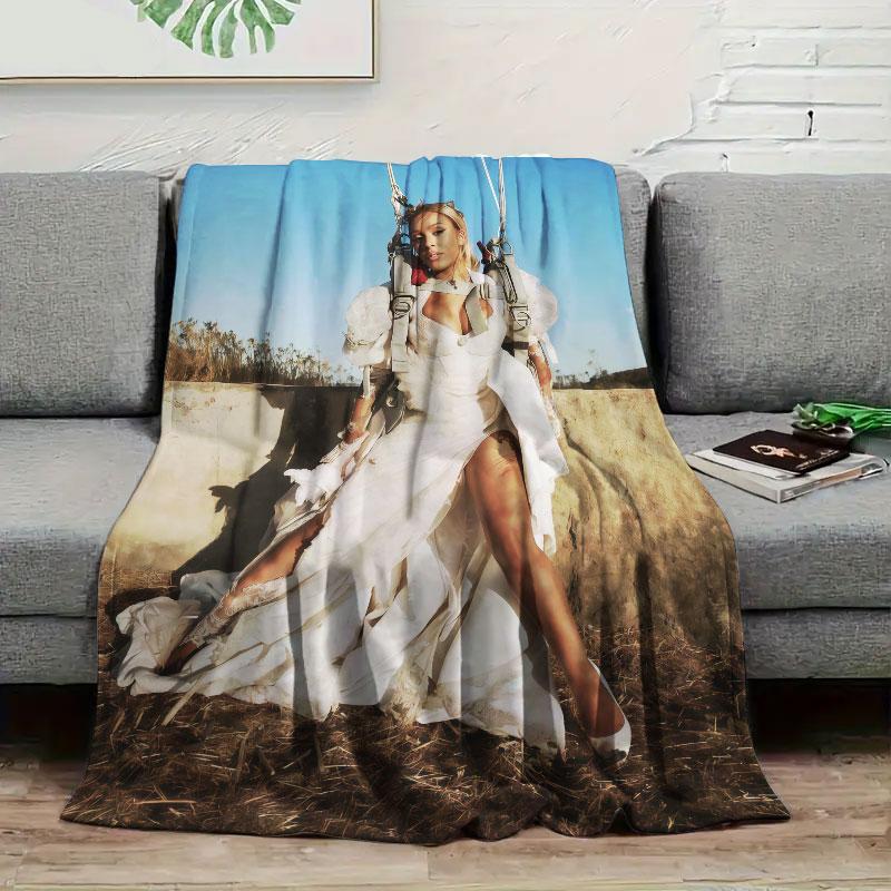 1Pc Dojacatvie Print Flannel Blanket, High quality Comfortable for All Seasons, Warmth and Comfort, Perfect for Christmas Gifts