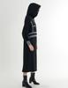 FREAKS BY KIMTAEHOON Cotton Spandex Terry Bag Brushed Fleece Structured Color Block Rib Detail Hooded Midi Dress _Black