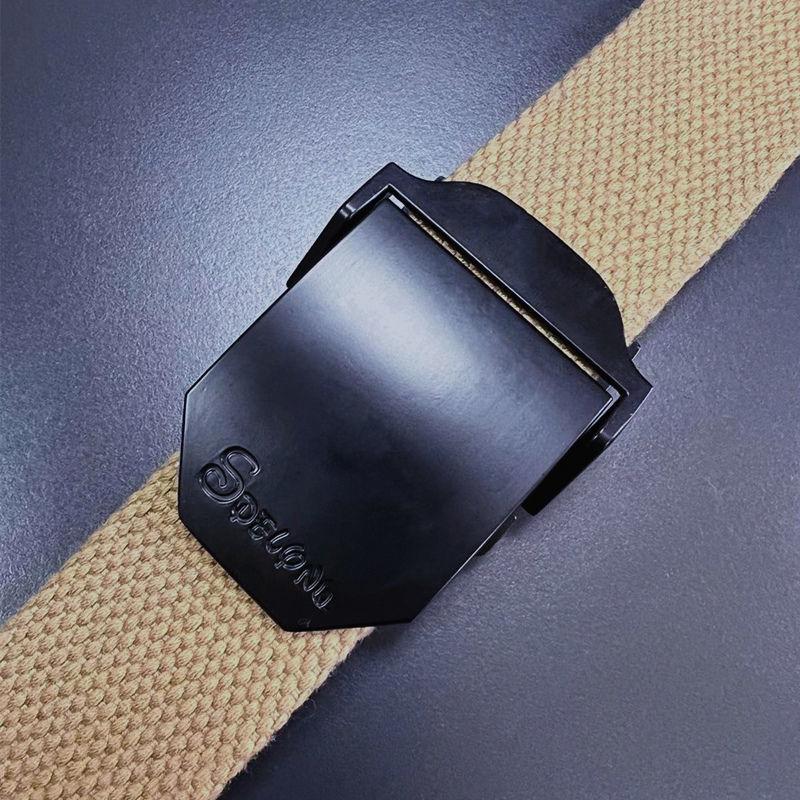 Men's Canvas Belt with Automatic Smooth Buckle - Casual Korean Style for Workwear, Students, and Outdoor Activities