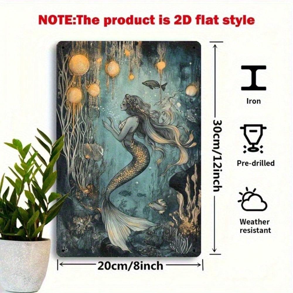 Mermaid Ocean Vintage Tin Sign Metal Wall Art Home Decor
