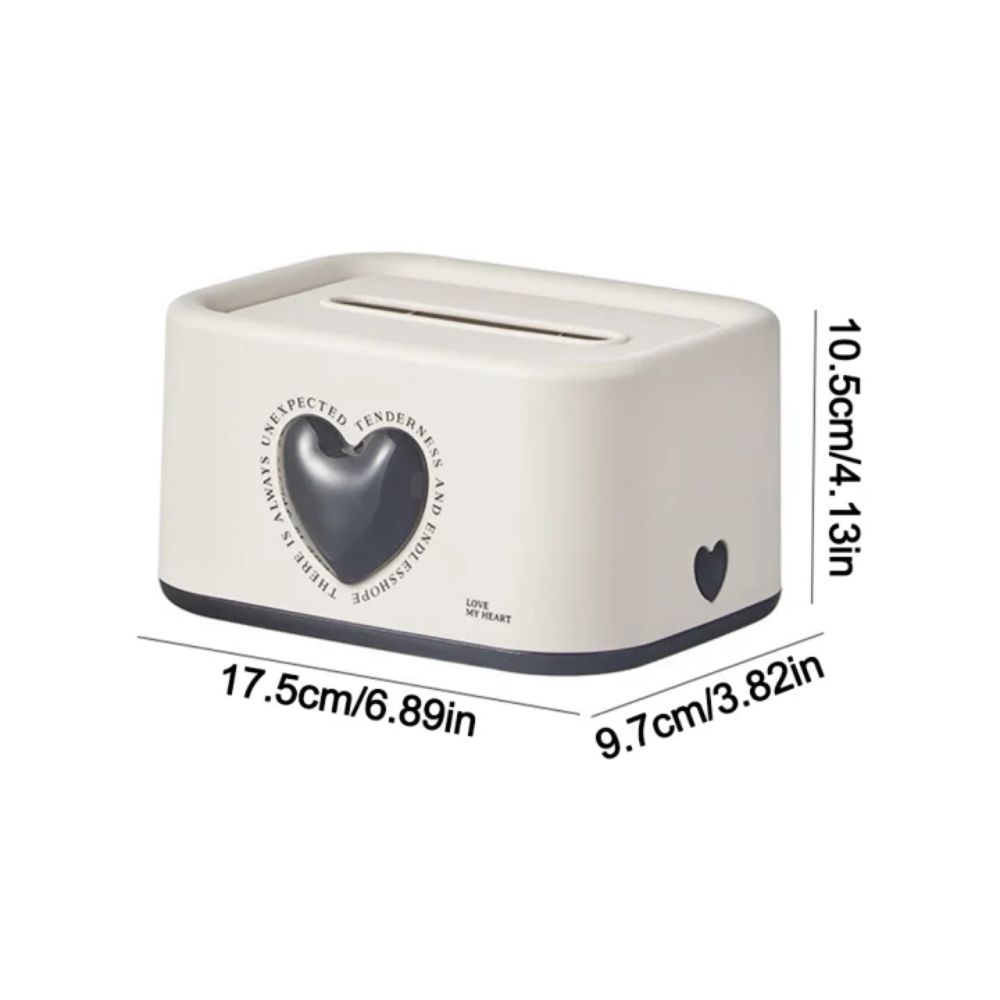 Scatola di fazzoletti da scrivania di grande capacità Design a forma di cuore Impermeabile Scatola di fazzoletti per tavolino Sollevamento automatico con molla