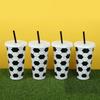 6 Pcs Set 24 OZ Soccer Cups Large Capacity with Lid and Straw Milk Tea Cup Stackable Reusable Coffee Cup