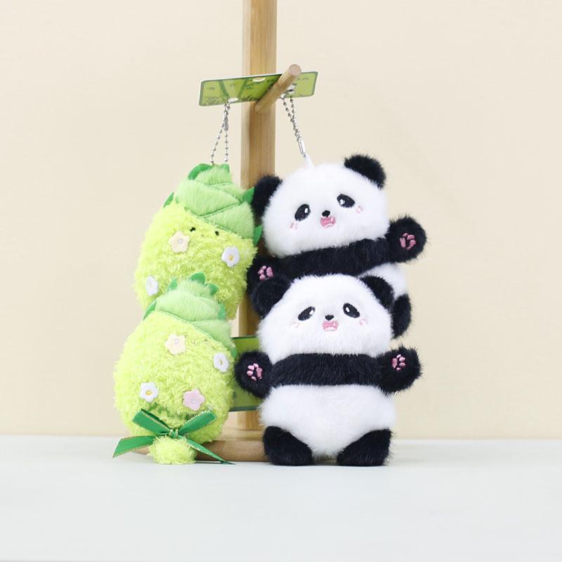 Cartoon Plush Adorable Bamboo Shoot Panda Keychain Cute Gift For Couples Friends And