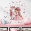 Cartoon Mädchen Einhorn Vinyl Kinder Wandaufkleber Für Babyzimmer Dekoration Schlafzimmer Zubehör Möbel Aufkleber Wandkunst Raumdeko
