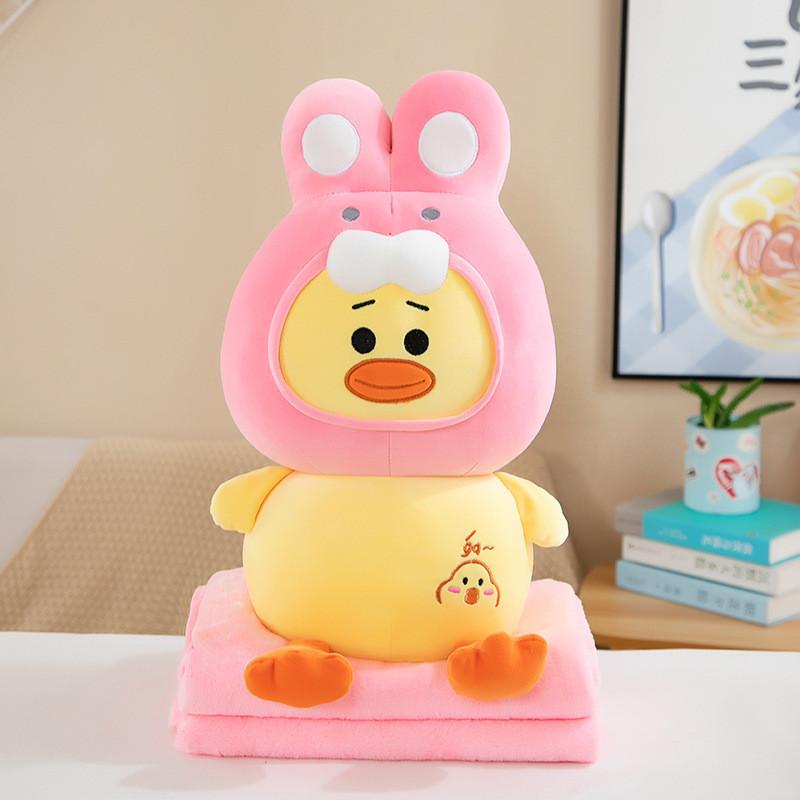 Adorable Transforming Duck Plush Toy Air Conditioning Blanket Pillow Soft Gift For Girls