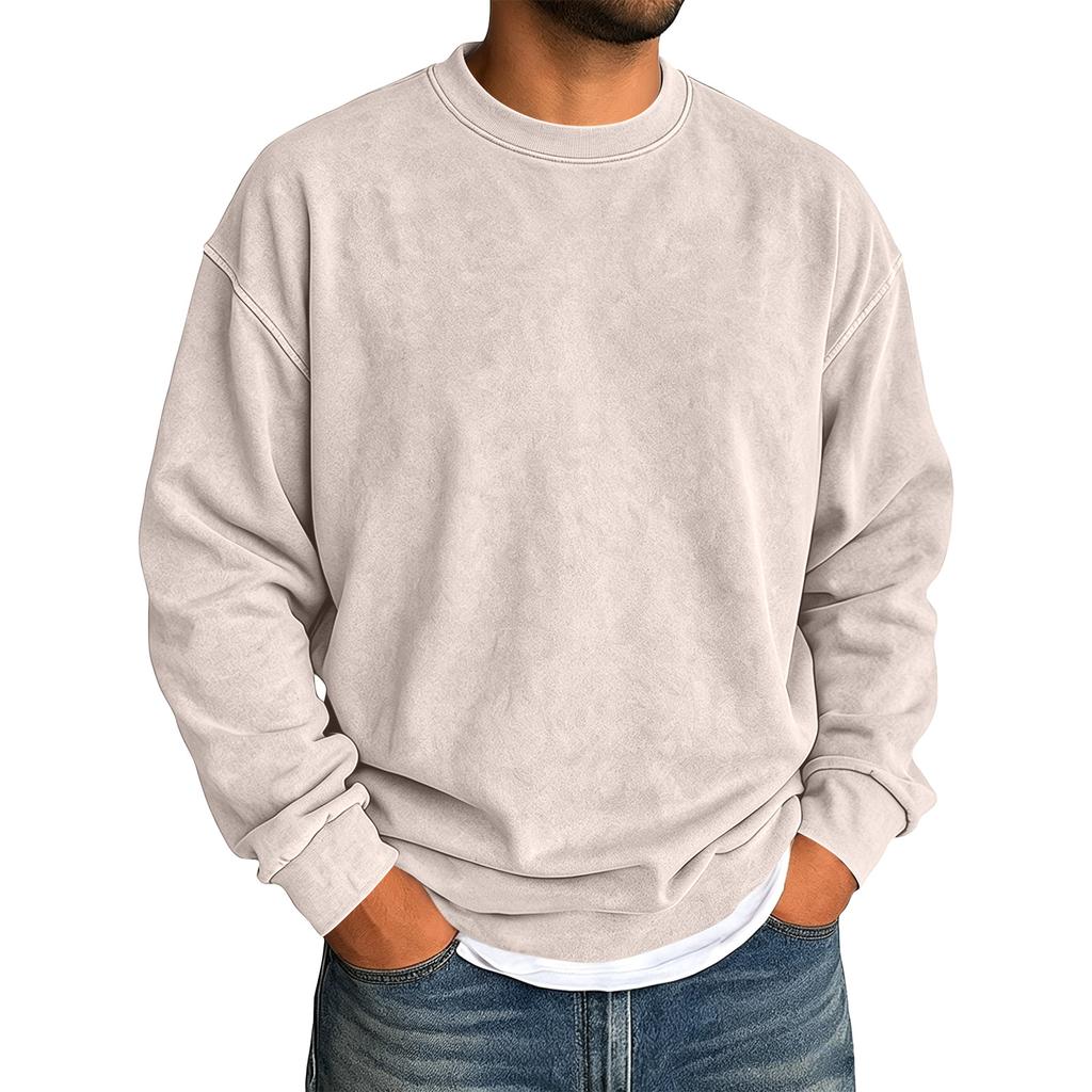 Men's Long Sleeve Drop Shoulder T-Shirt Color Neck for Casual Fall Wear