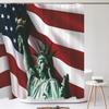 Tenda da Doccia Stampata con Bandiera Stile Americano Tende da Bagno Poliestere Impermeabile Tenda da Bagno con Ganci Grande formato Tessuto da Parete