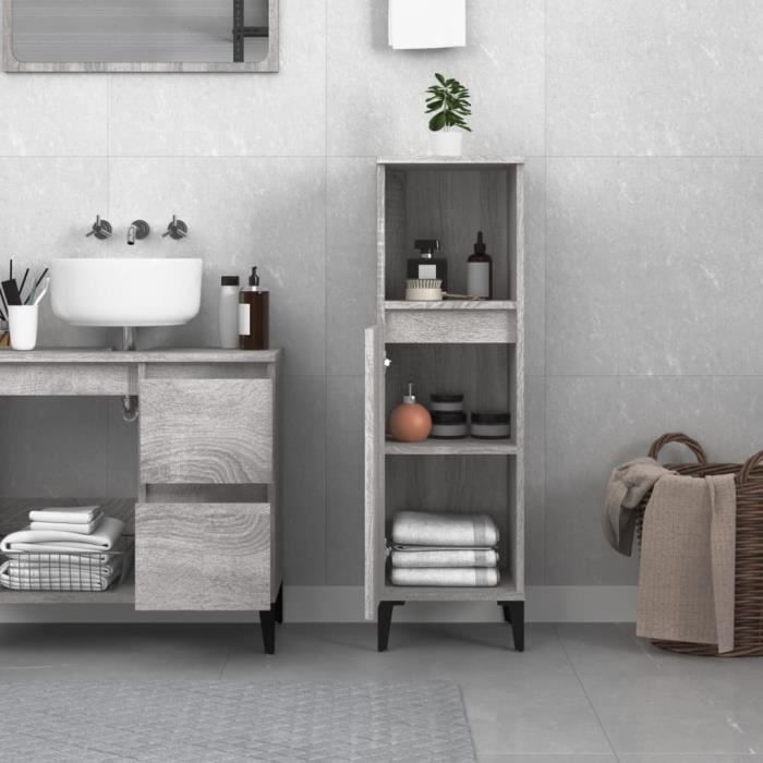 VidaXL Bathroom Cabinet Sonoma Grey 30x30x100 Cm 819818