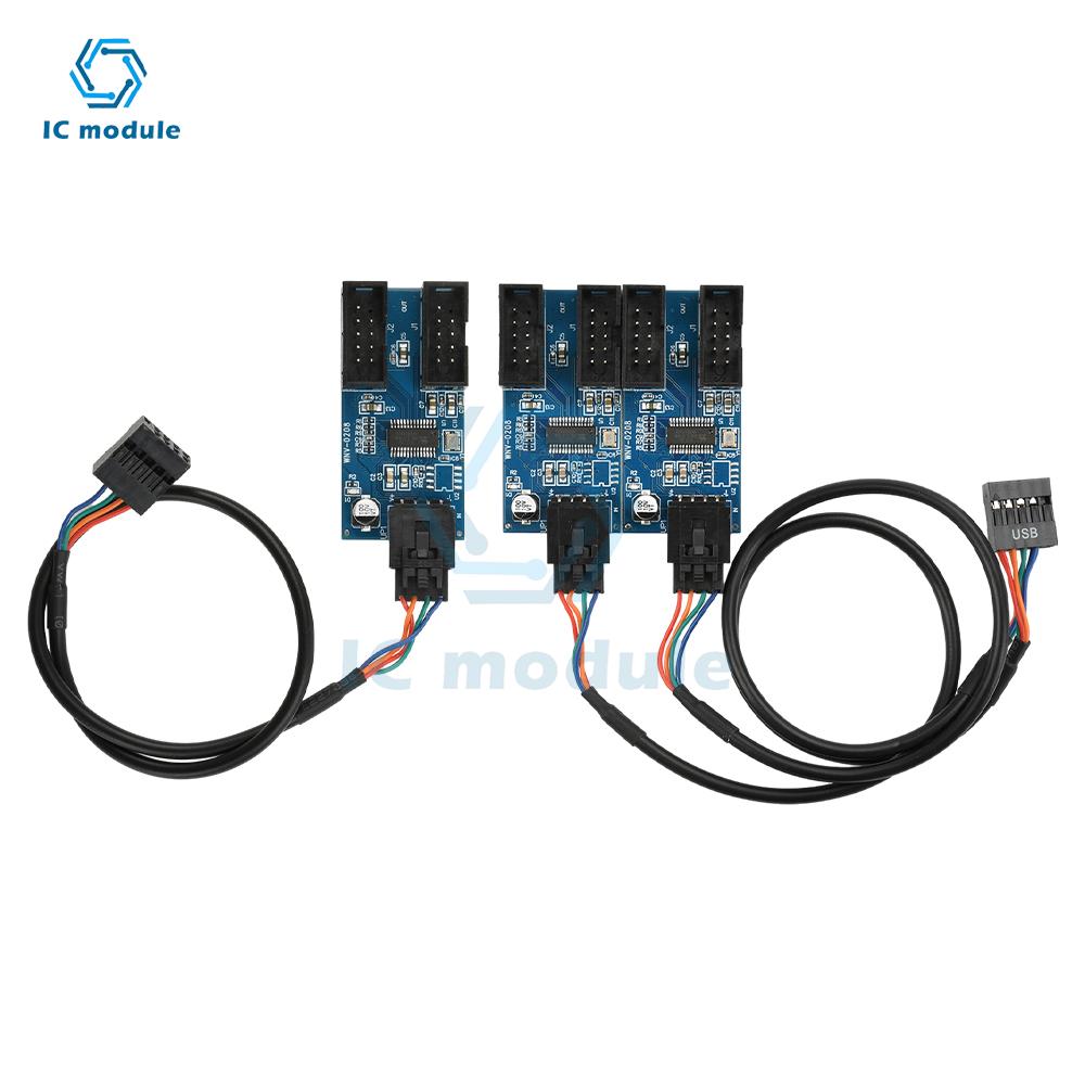 9Pin USB Splitter Motherboard 1 to 2 Female Interface Header Splitter Extension Cable Adapter for 1 to 4 USB HUB Connectors