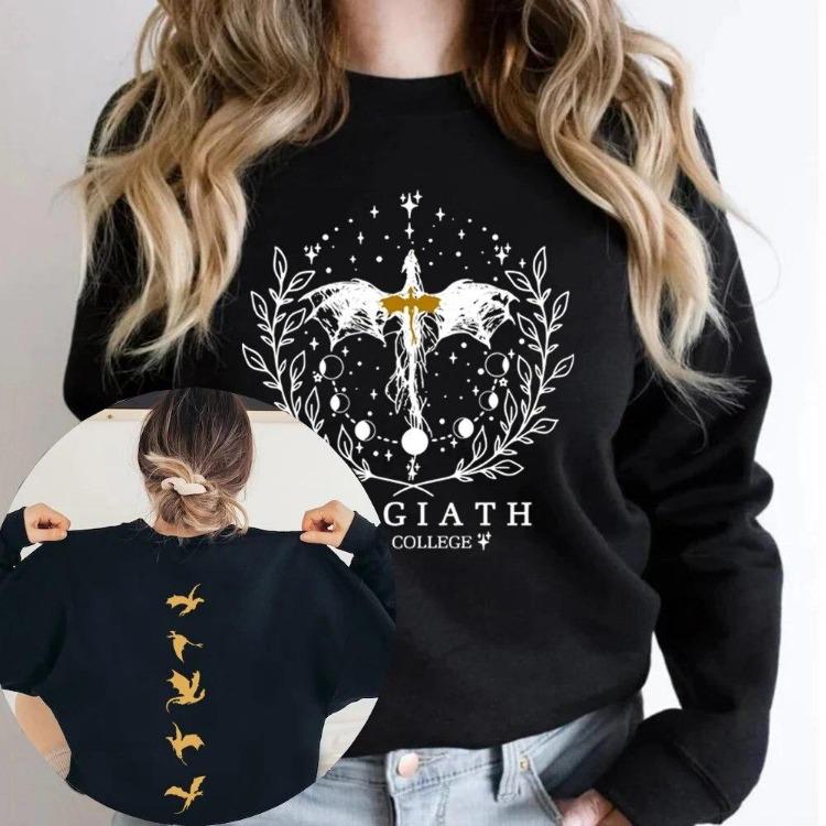 

Vintage Women Casual Comfortable Long Sleeve Hoodies Pullover Double Sided Sweatshirt Fourth Wing Basgiath War College XXXL чорний