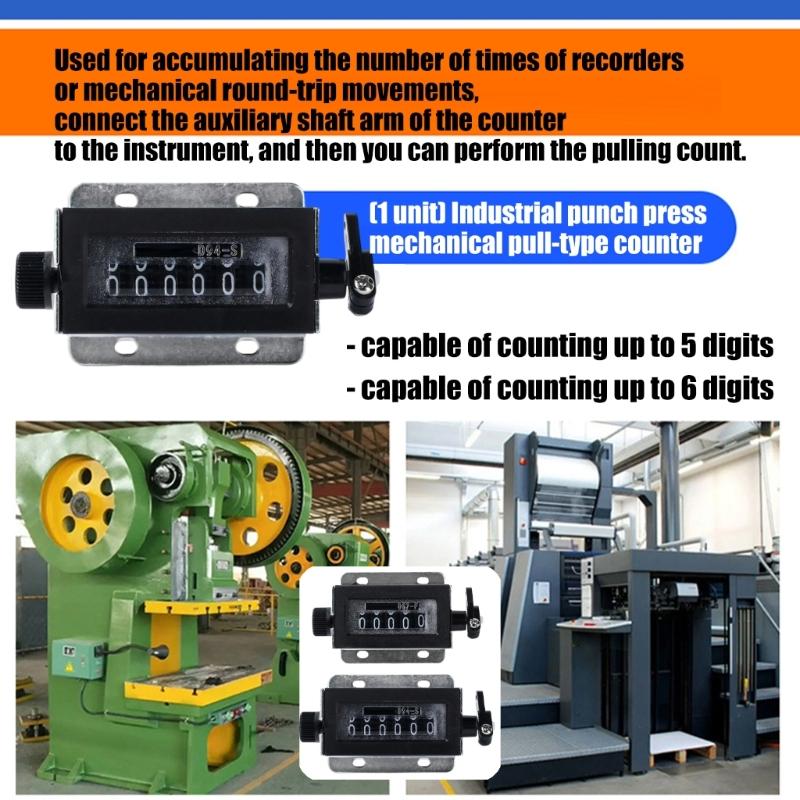 5/6 Digit Resettable Hand Pull Strokes Clickers Counter Manual Counter Industrial Punch Counting Device 0-99999/0-999999