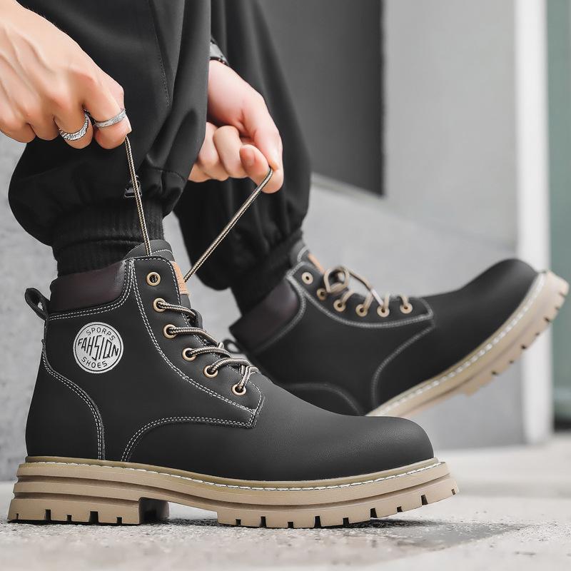 

Ботинки мартин мужские летние дышащие средней высоты с отворотом неплохие ботинки цвета ревеня мужские высокие на толстой подошве рабочие ботинки 3455-J 38 чёрный