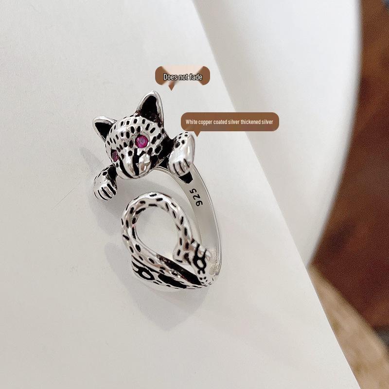 925 Thai Silver Retro Punk Open Ring – Non-Fading European and American Style