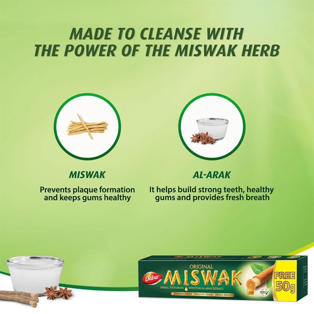 Miswak Herbal Toothpaste (herbal Toothpaste with Pure Miswak Extract) 150g Dabur