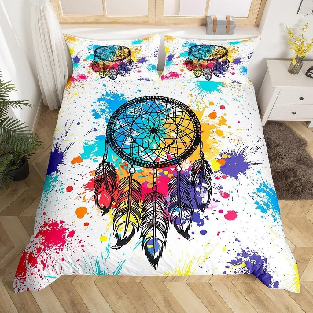 Comforter Dream Catcher Comforter For Girls Women Boho Feather Single Queen Exotic Bohemian Mandala Floral Bedding Set