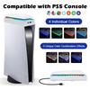 White Upper Cooling Fan Base Game Cooler Stand Bracket with RGB Atmosphere Colorful Lighting LED for PS5 Console with Dust Cover