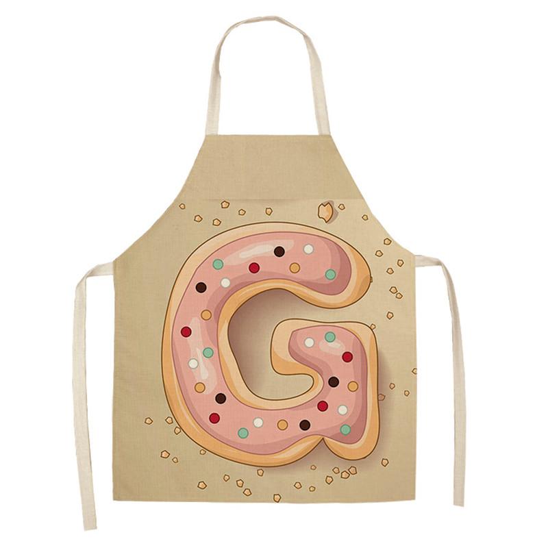 Avental de cozinha com estampa de alfabeto, avental sem mangas de linho para crianças, para cozinhar, churrasco, ferramentas de limpeza doméstica, 47x38cm, 68x55cm