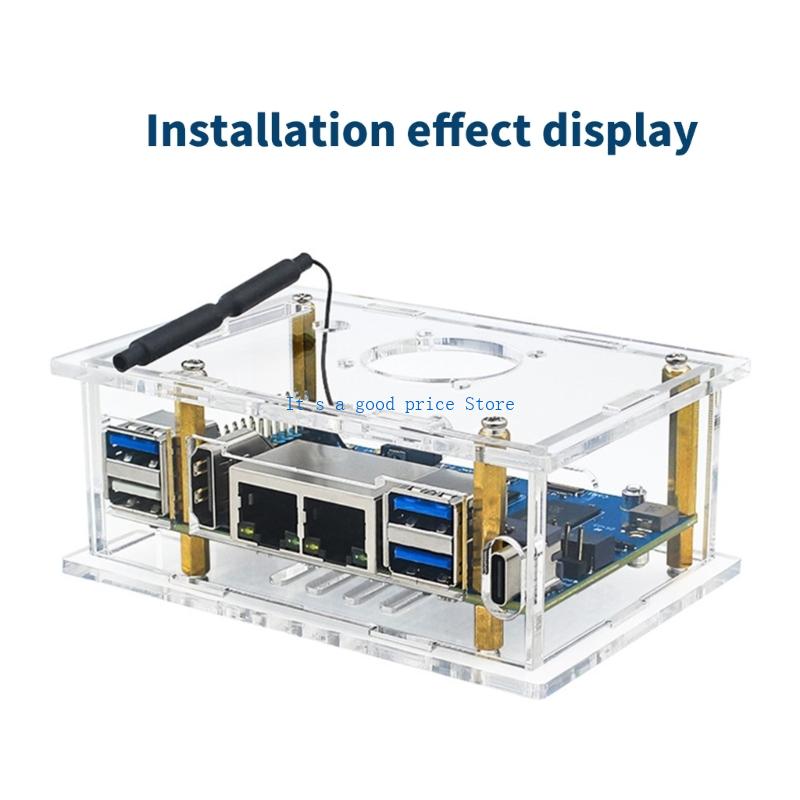 Acrylic Case Transparent Enclosure Active Passive Cooling Shell Optional Cooling Fan Heatsink for RV2 Development Board