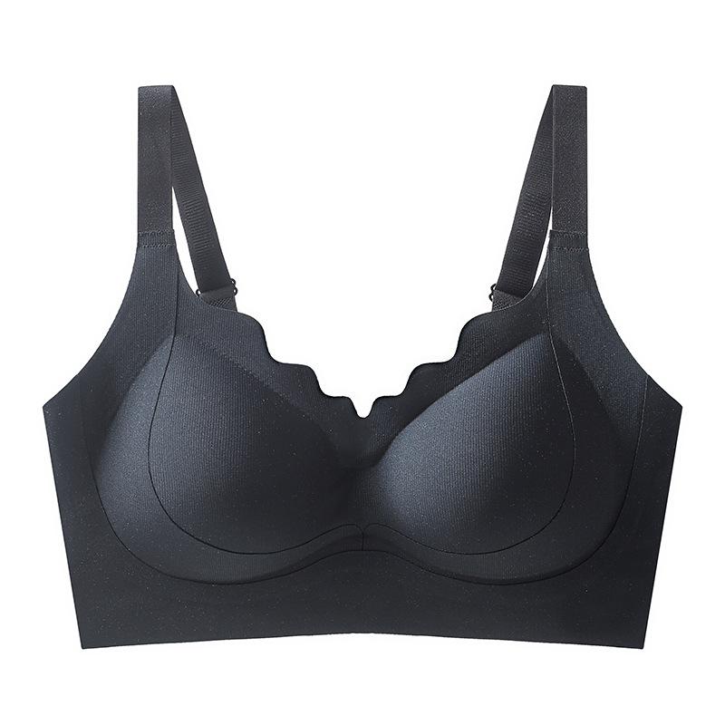 

Women s Bra with Fixed Cup Lifting Upper Support Gathering Underwear Sexy Bra Push Up Bra M чорний