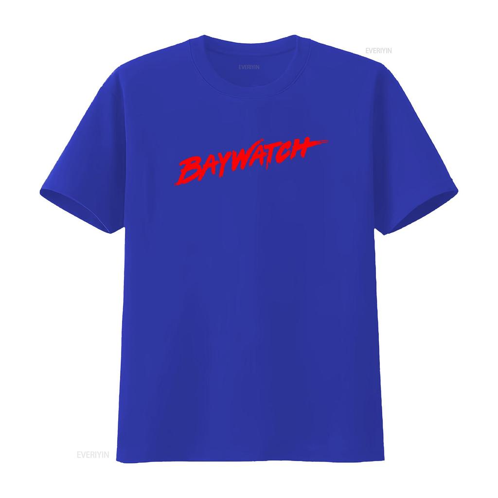 Baywatch Print T Shirt for Men Stylish and Trendy Design vintage Washed fashion Comfortable Versatile streetwear Unisex