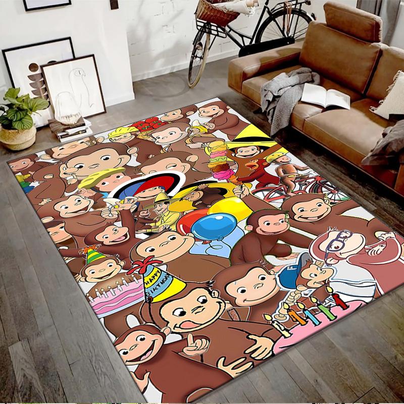 1pc Curious George Design Printed Area Rug Carpet for Bedroom Living Room Home Decor Rugs Mat Non Slip Mat Rug for Bedside