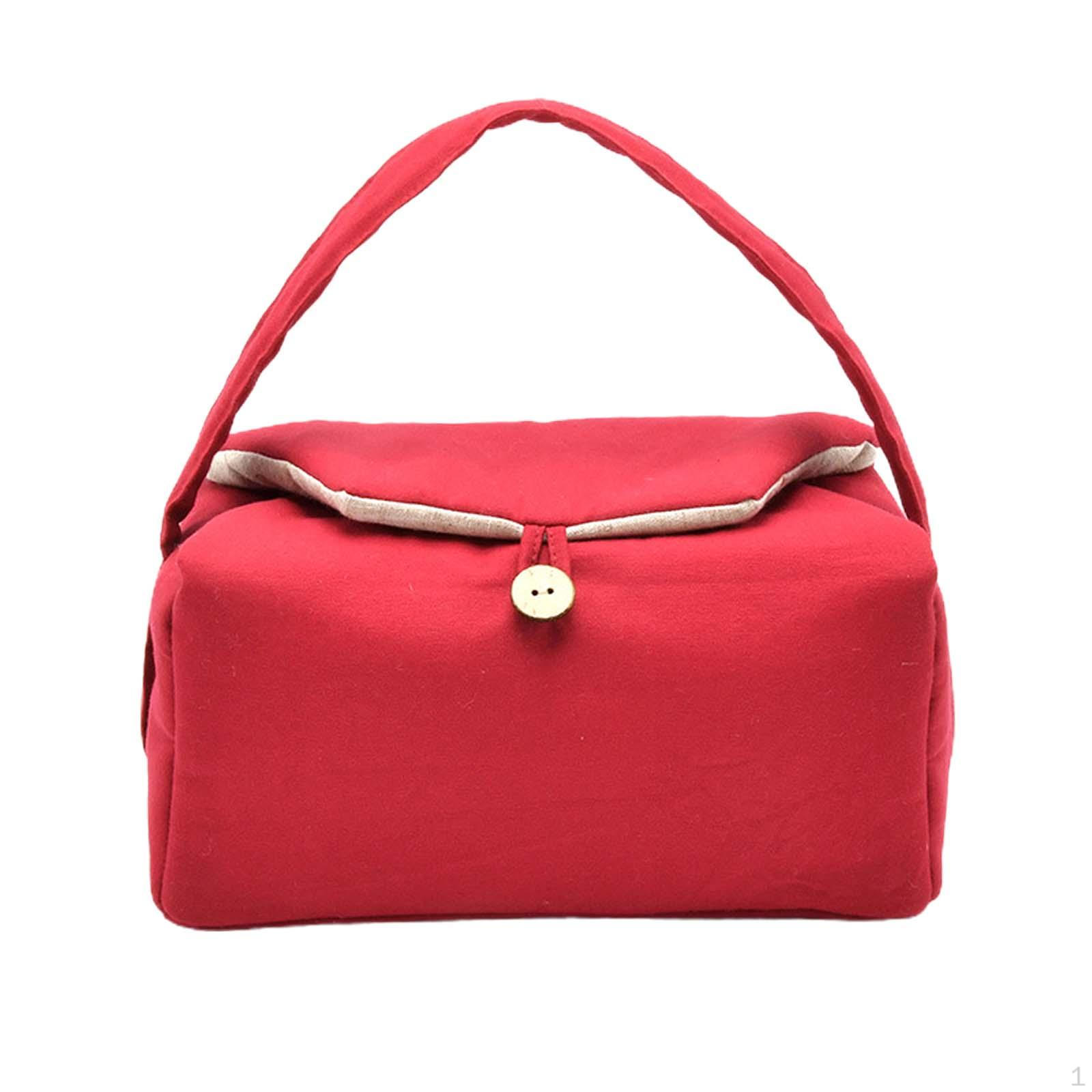 Cloth Bag for Tea Set, Washable, Easy to Clean, Durable, Thick Protection, Convenient Reusable Red 8 Grids