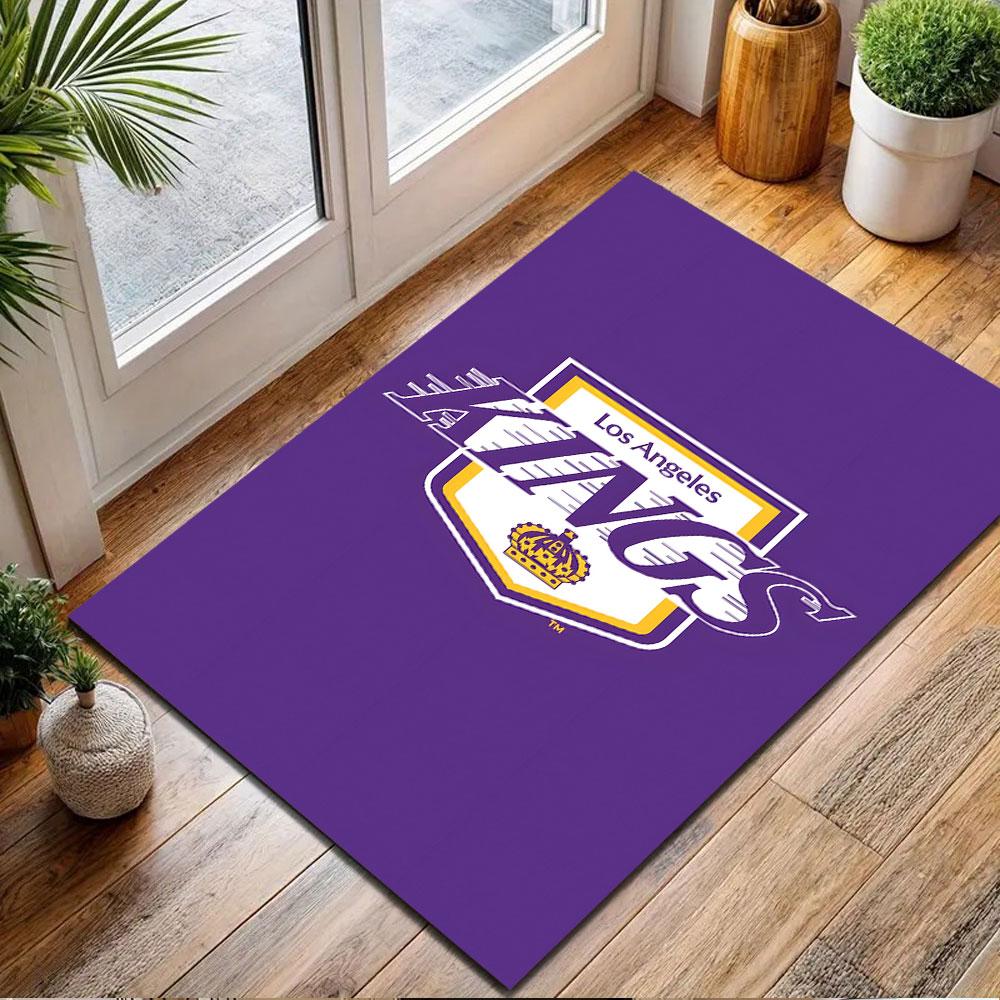 Los Angeles Kings Purple Logo Design Patterned Carpet, Non Slip Mat Suitable for Living Room and Bedroom Sofas