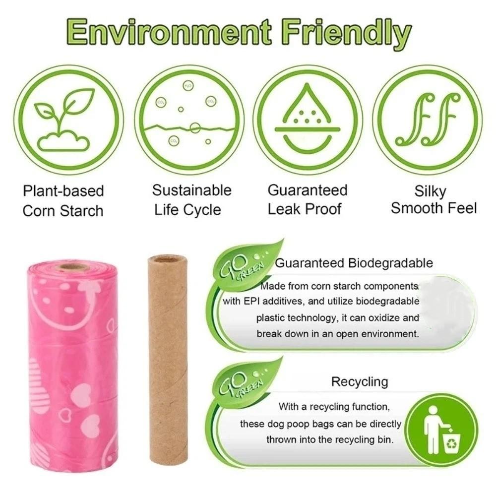 12 Rolls Disposable Degradable Dog Poop Bags Eco-Friendly Portable Cleaning Shit Bag Put Pet Feces Leak Proof Pet Garbage Bag