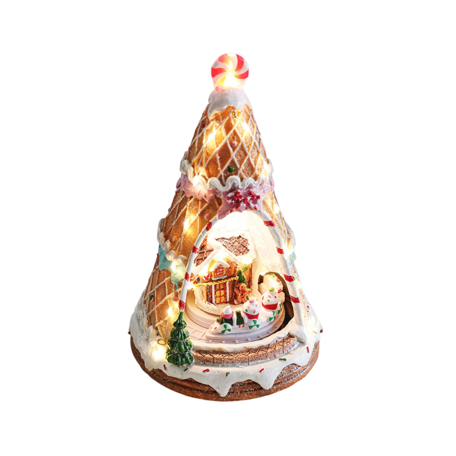 

Смола Рождественский домик Вращающаяся Электрическая Музыкальная шкатулка Подарок Светящийся дом Декоративные украшения Снежный домик Поделки One Size