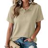 Women's Short Sleeve Shirt Breathable Casual Color Reinforced Collar Top for Outdoor Daily Wear