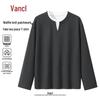 VANCL Men's Waffle V-Neck Faux Two-Piece Long Sleeve T-Shirt