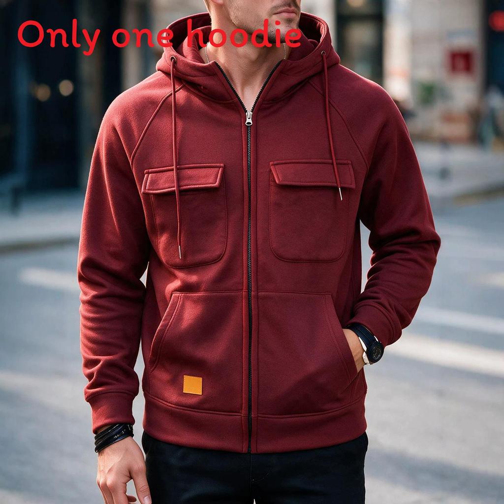American Style Hoodie With Zipper Pockets For Casual Men Spring Autumn Wear