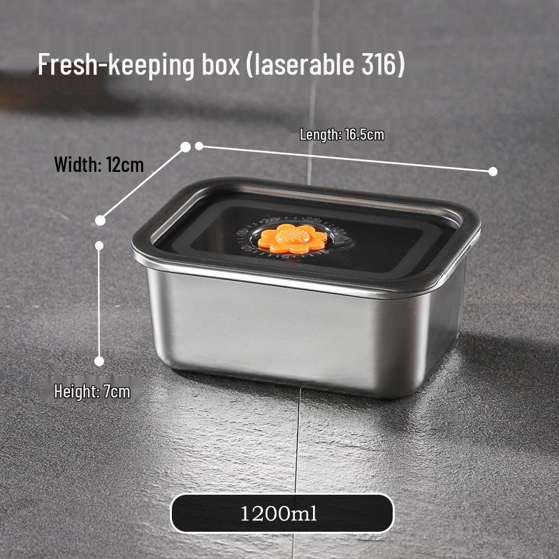 Pojemnik na żywność 304 ze stali nierdzewnej, szybkozamrażający, utrzymujący świeżość i smak, z pokrywką - Szczelny pojemnik do przechowywania żywności w lodówce i zamrażarce