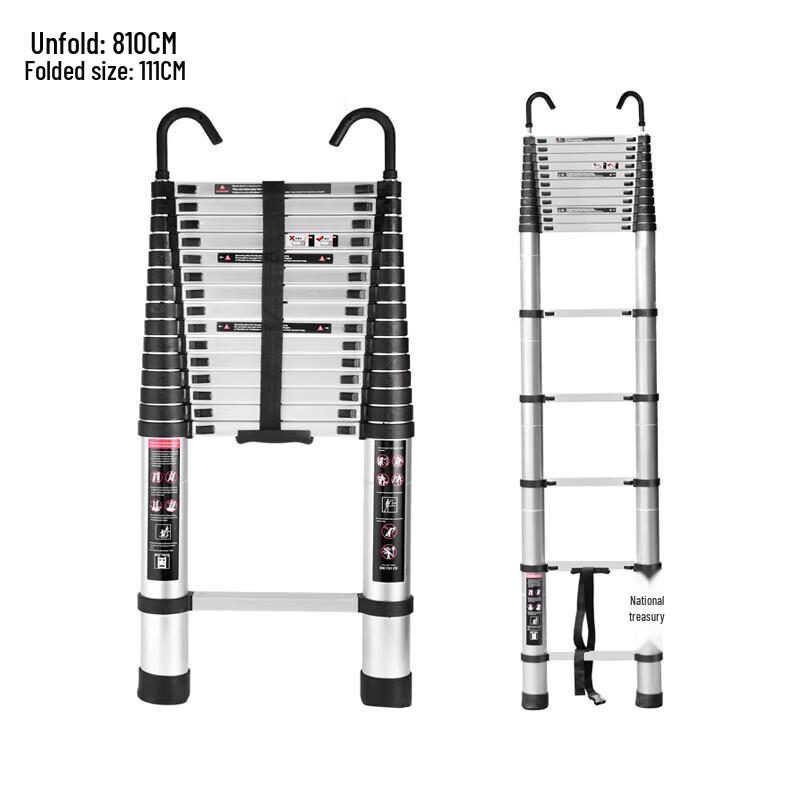 Telescopic Aluminum Alloy Folding Ladder with Hooks
