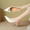 Patent leather bag head sandals women's summer new versatile thin heel pointed one-word buckle temperament high heels