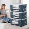 Portable Household Clothes Organizer With Handles Large Capacity Printed Storage Box Foldable Dustproof Quilt Zipper Container