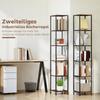 Set of 2 6-Level Bookshelves, Steel Frame, for Living Room, Office, Bedroom, Rustic Brown