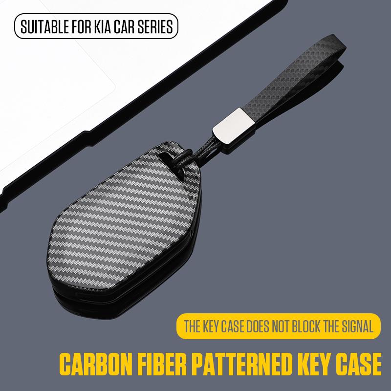 Coque de protection de clé de voiture Style Carbone ABS à 9 Boutons pour Clé Intelligente à Distance Kia EV9 EV6 EV5 2024 2025