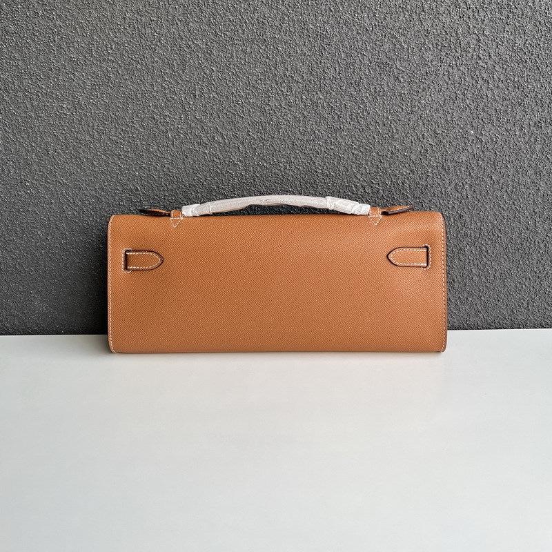Genuine Leather Palm Pattern Cut Clutch Bag Cowhide Dinner Long Handbag