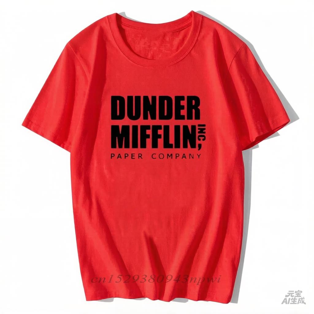 2024 Unisexs The Office Dunder Mifflin Short Sleeve Crew Neck Tshirt Streetwear Casual Tee