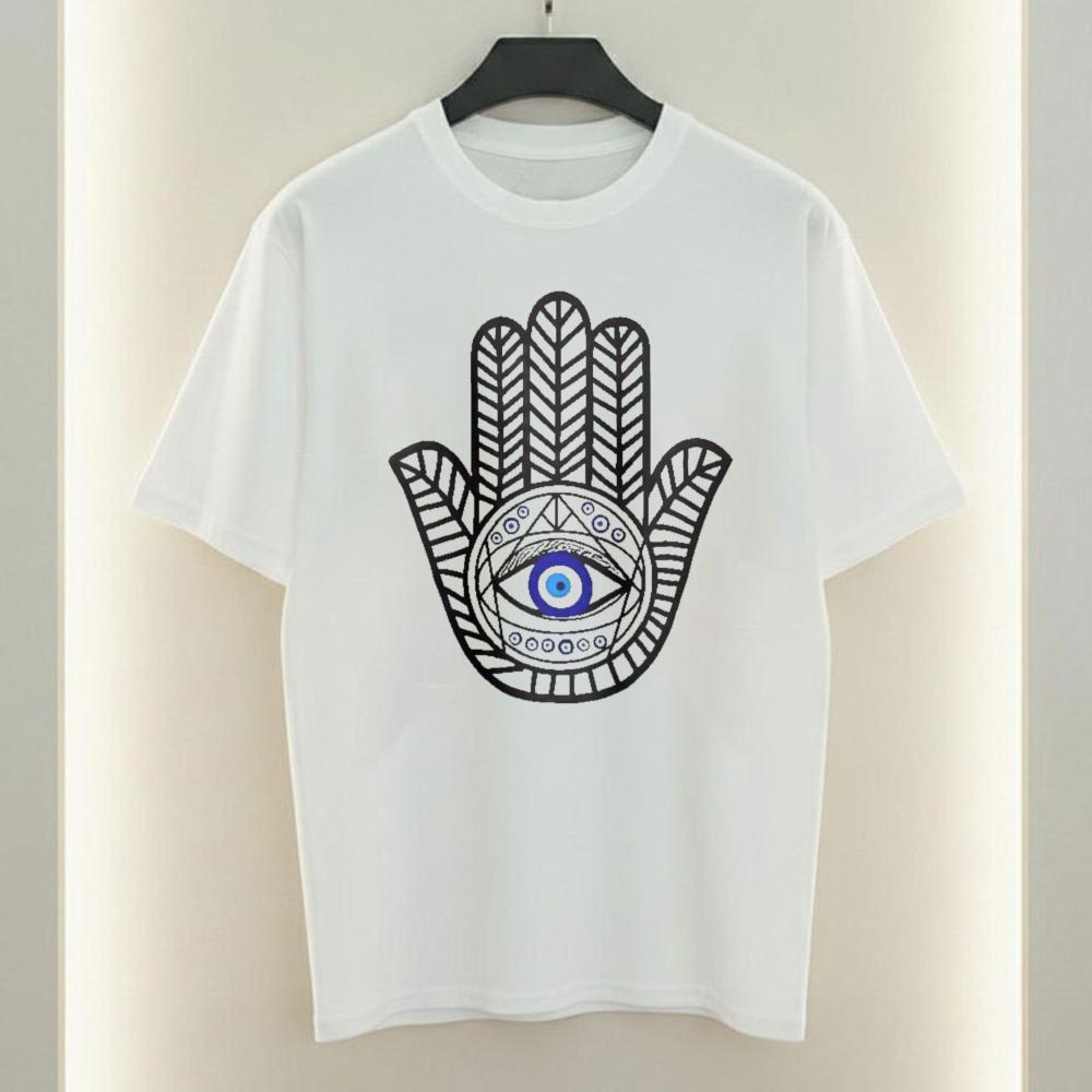 Hamsa Hand Evil Eye Women TShirt Boho Protection Graphic Tops Luck Casual Style Cotton Tee Vintage Classics Clothes for Women