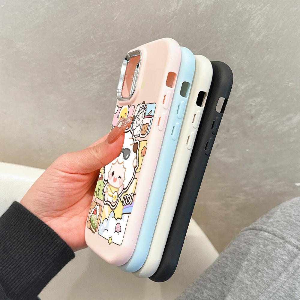 For iPhone 15 14 13 11ProMax 14 15 16 Samsung S25 S24 S23 S22 Redmi 10 13 14C Cartoon Black Cat Silver Edge Soft Liquid Silicone Protective Casing