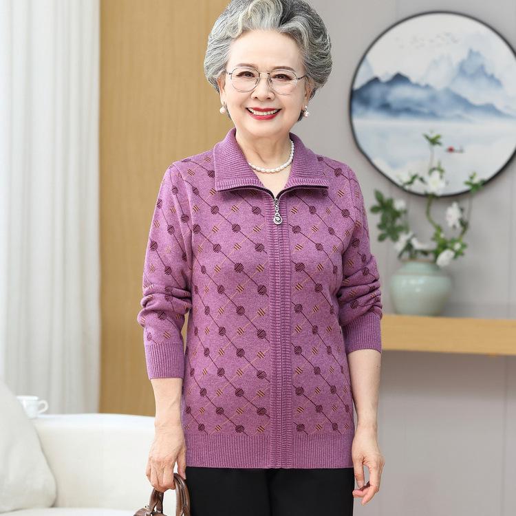

Свитер-кардиган для людей среднего и пожилого возраста в весенне-осеннем стиле с плюшевой подкладкой, бабушкин новый кардиган, топ для мамы, осенний утолщенный вязаный свитер 5XL
